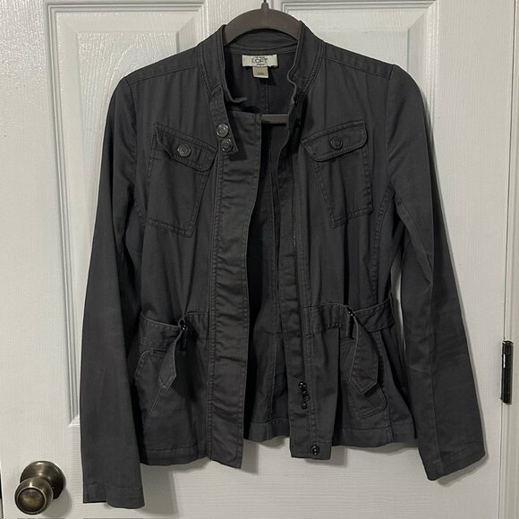 LOFT Grey Military Style Light Jacket - Picture 1 of 8